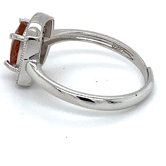 Orange Tourmaline 1.10ct White Gold Silver Ring - Picture 5 of 6